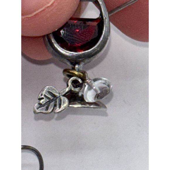 Silpada Sterling Silver 925 Earrings With Wine Glass & Charm Design - Picture 2 of 4